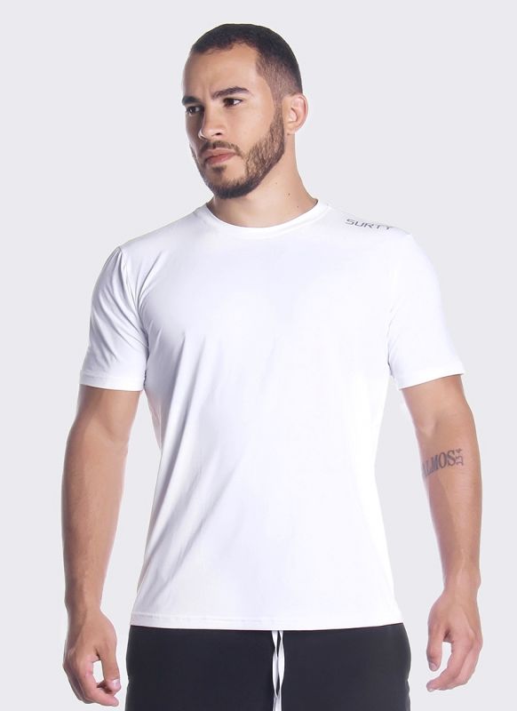 Camiseta Masculina Dry Fit Microfibra Leve Academia Fitness Corrida Musculação Surty Branca