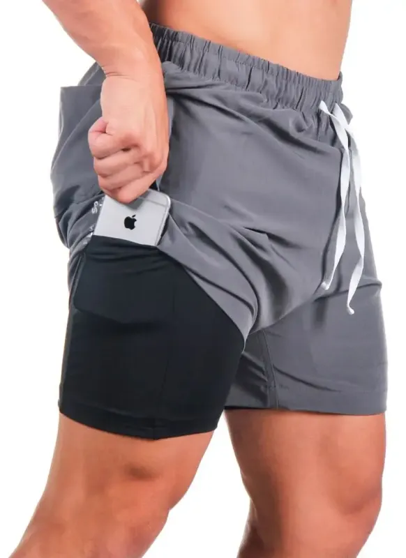 Bermuda 2 em 1 Masculina Athletic Code Cinza Surty