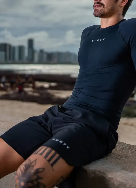 Bermuda Masculina Tactel Active Runn Preta Surty