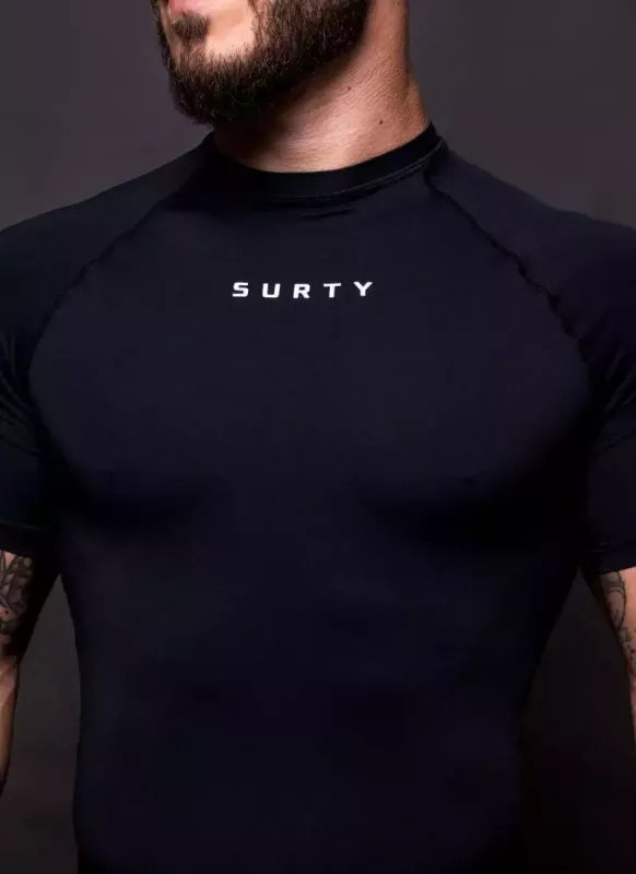 Camiseta Compressão Masculina Curta Reflect Pump Preta Surty