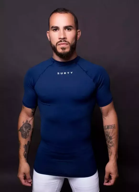 Camiseta Compressão Masculina Curta Reflect Pump Azul Surty