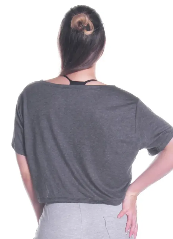 Blusa Cropped Feminina Freak Out Cinza Surty