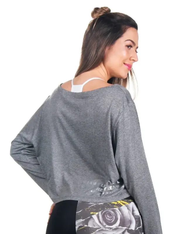 Blusa Feminina Longa Nice Runn Cinza 