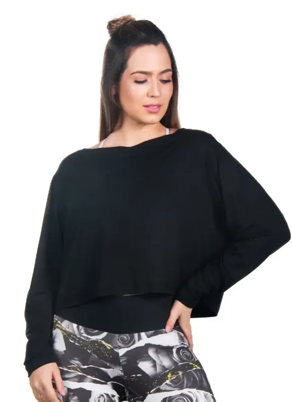 Blusa Feminina Longa Nice Runn Preta