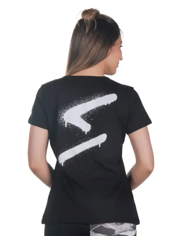 Camiseta Feminina Over Logo Preta