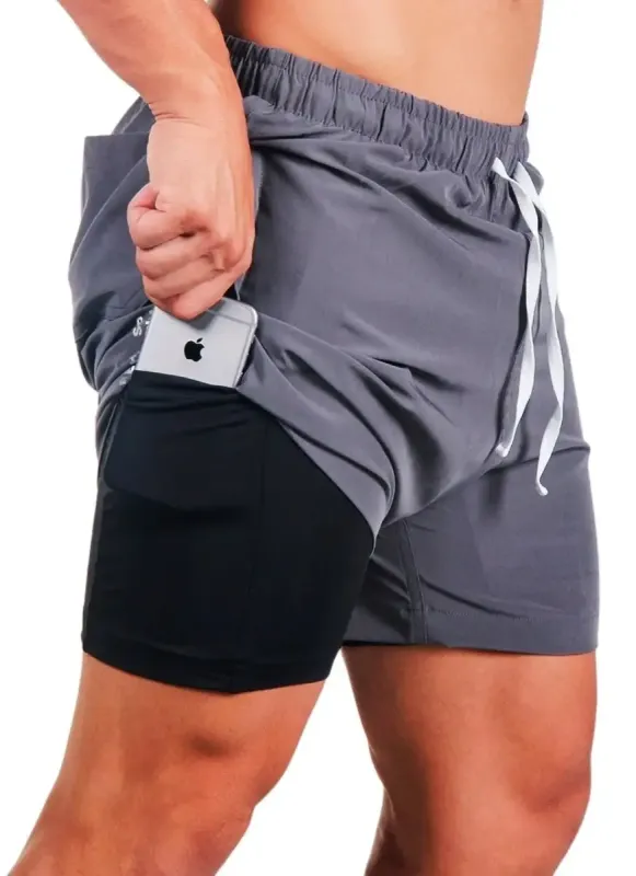 Bermuda 2 em 1 Masculina Athletic Code Cinza Surty