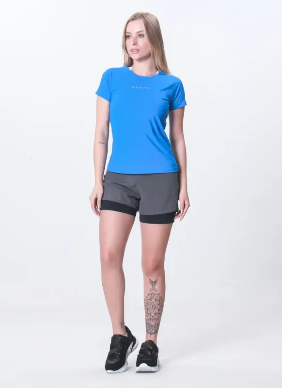 Short 2 em 1 Feminino Reflect Loose Cinza Surty