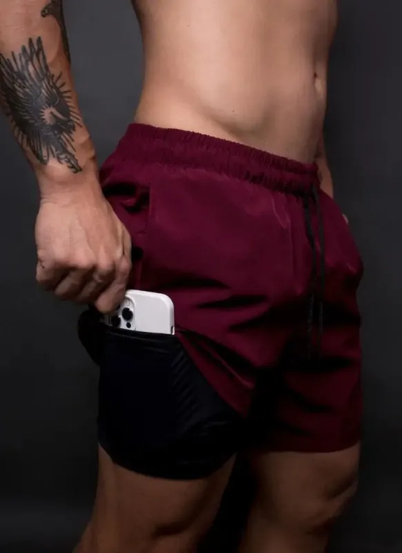 Bermuda 2 em 1 Masculina Athletic Code Vinho Surty